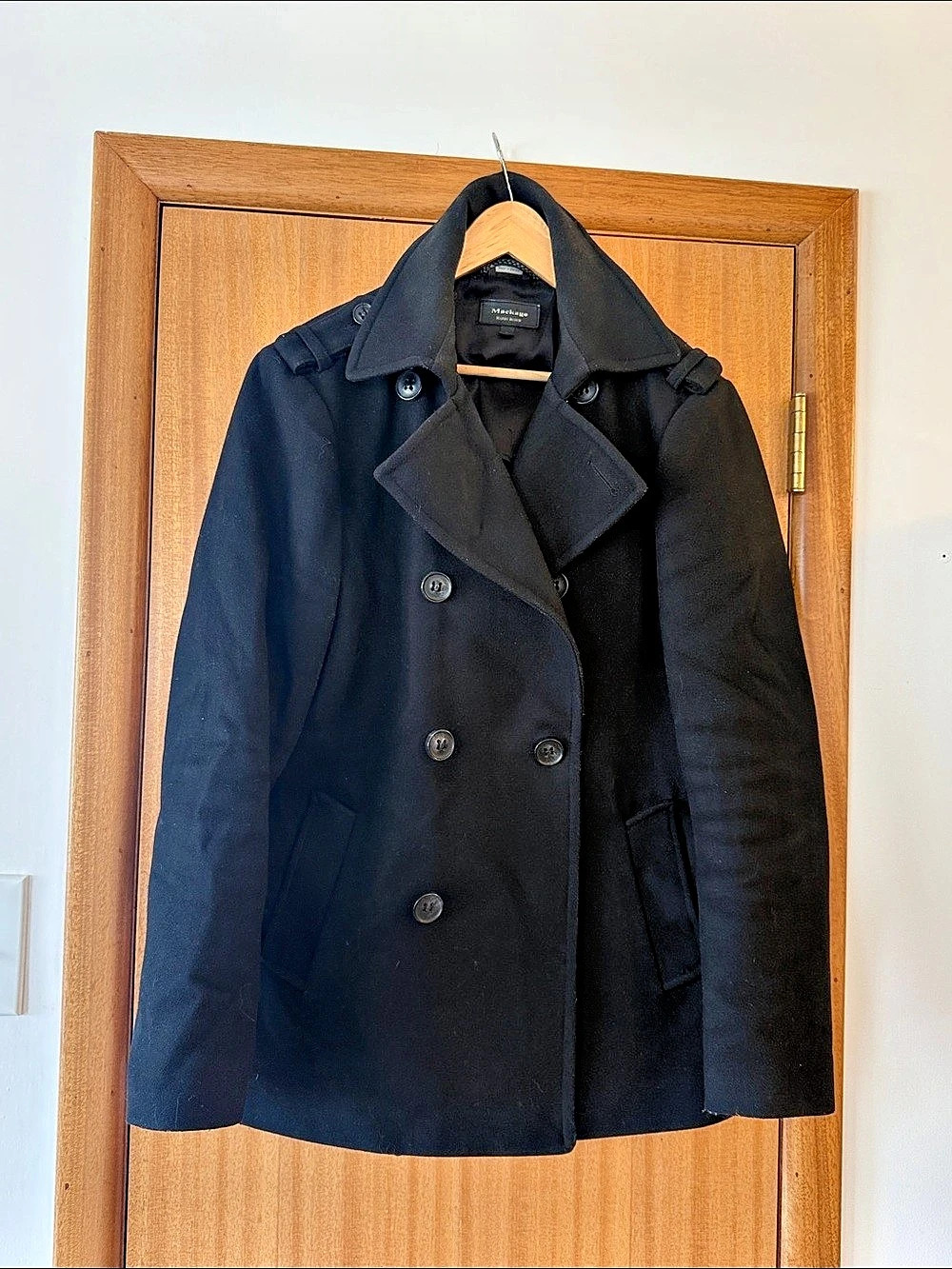 Mackage for Harry Rosen Wool Pea Coat Black